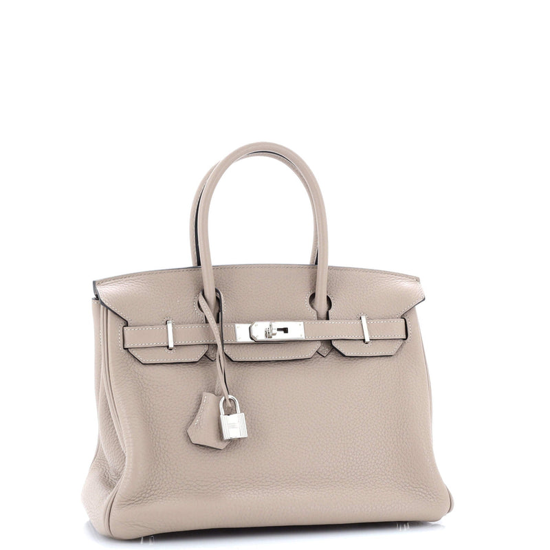 Hermes Birkin Handbag Grey Clemence With