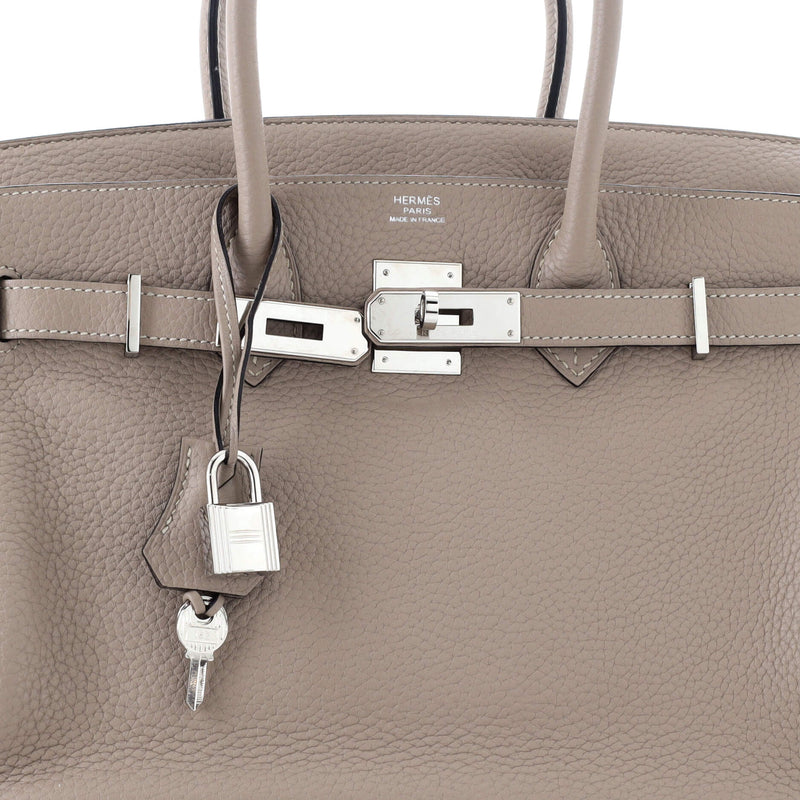 Hermes Birkin Handbag Grey Clemence With