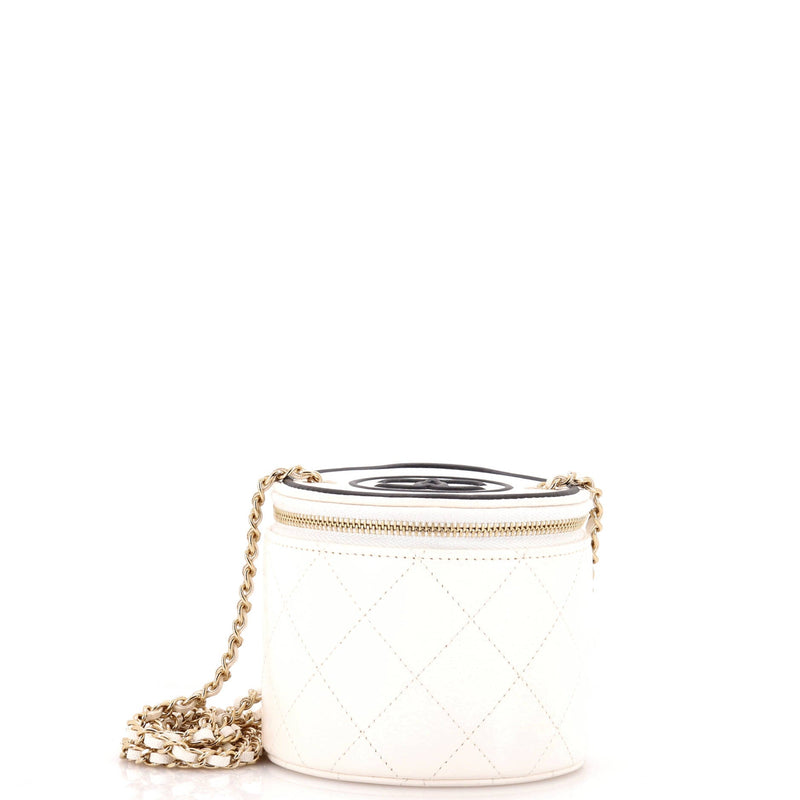 Chanel Cc Round Vanity Case With Chain