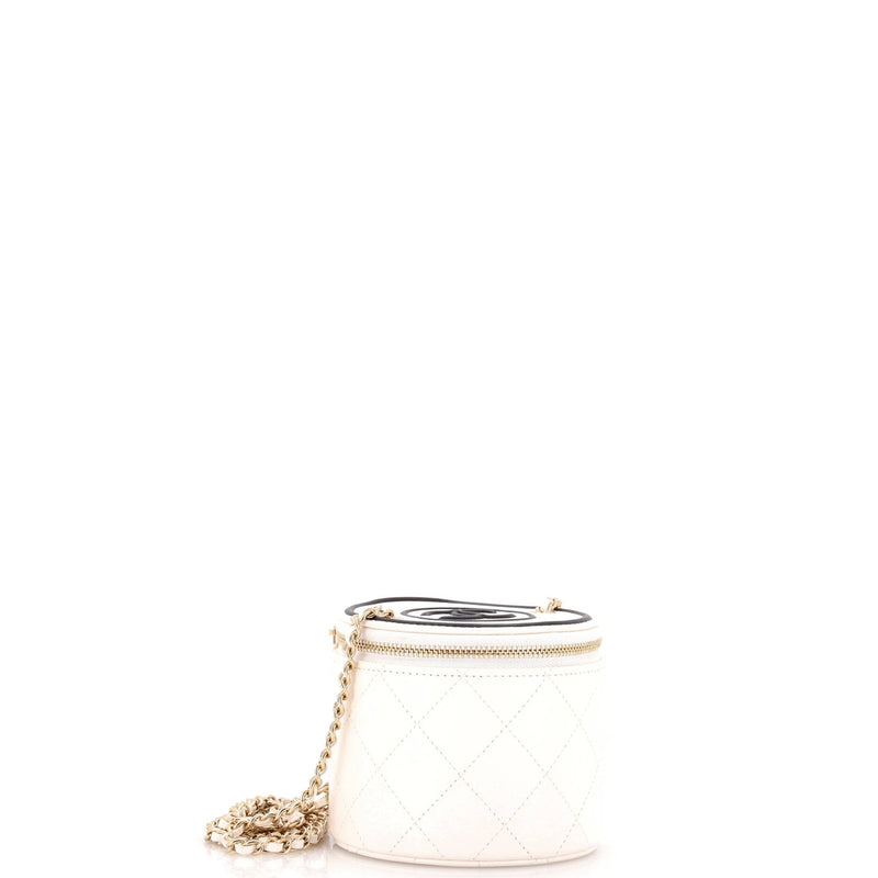 Chanel Cc Round Vanity Case With Chain