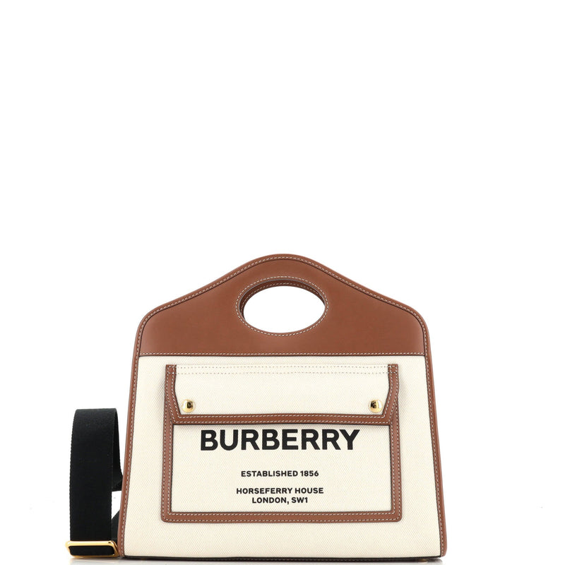 Burberry Logo Pocket Tote Canvas With