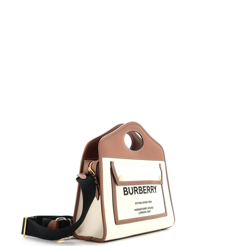 Burberry Logo Pocket Tote Canvas With