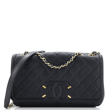 Chanel Filigree Flap Bag Quilted Caviar