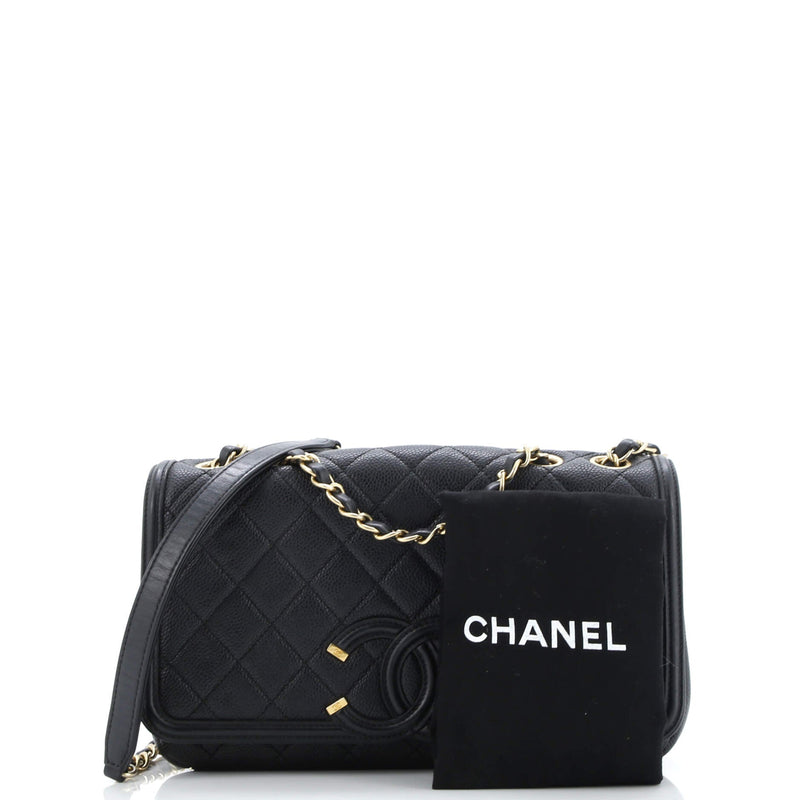 Chanel Filigree Flap Bag Quilted Caviar