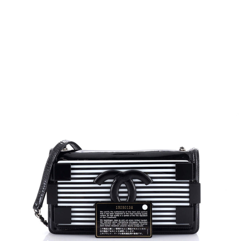 Chanel Boy Brick Flap Bag Striped Patent
