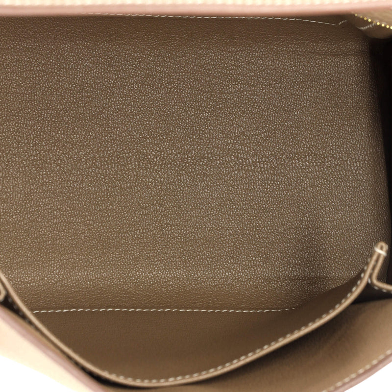 Hermes Kelly Handbag Grey Togo With Gold