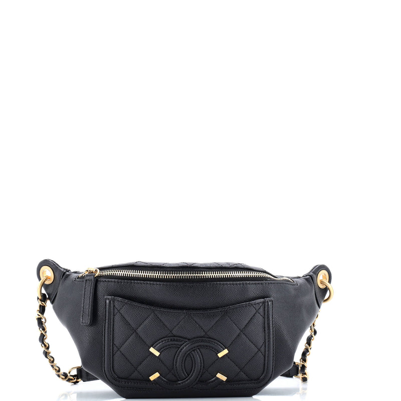 Chanel Filigree Waist Bag Quilted Caviar