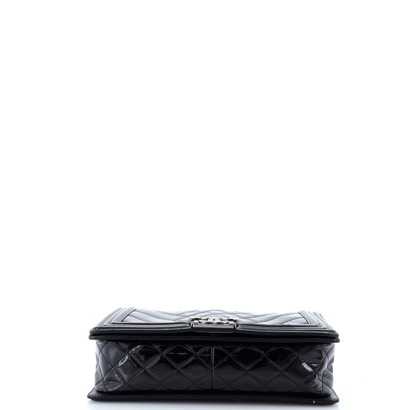 Chanel Boy Flap Bag Chevron Patent New