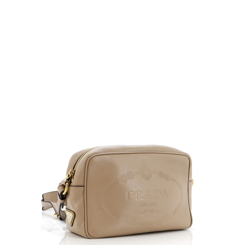 Prada Logo Camera Bag Embossed Leather