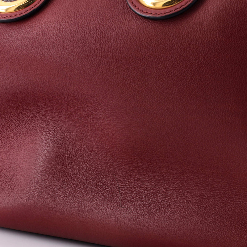 Burberry Crest Grommet Tote Embossed