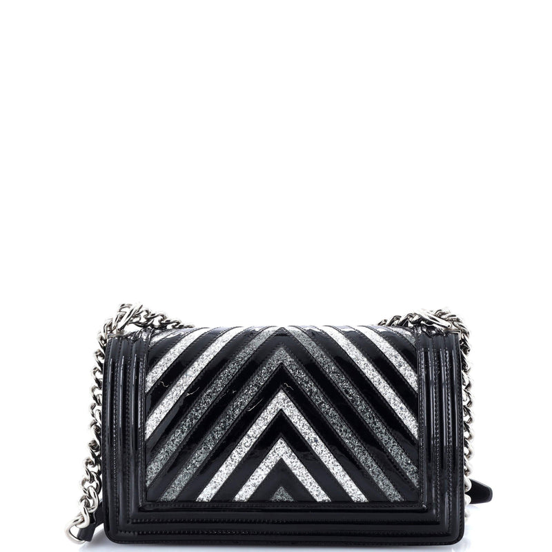 Chanel Boy Flap Bag Chevron Patent With