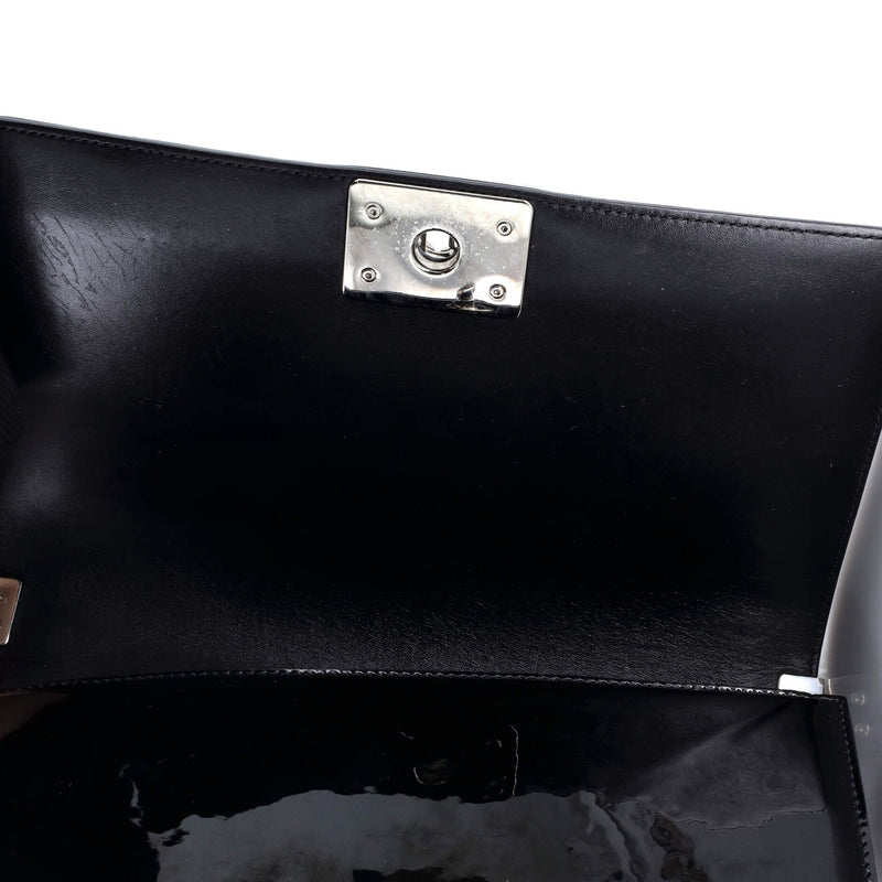 Chanel Boy Flap Bag Chevron Patent With