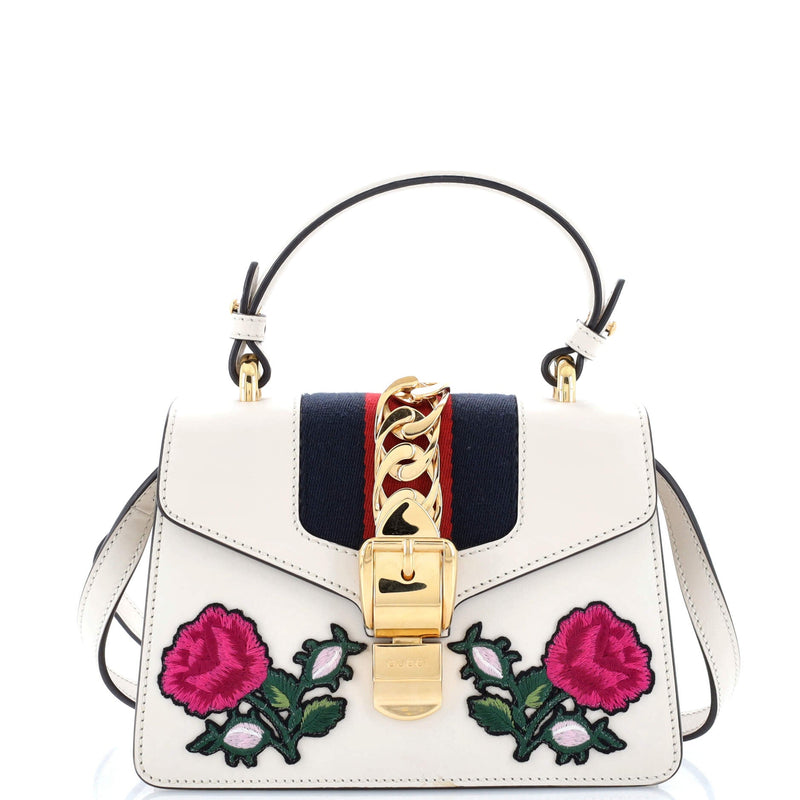 Gucci Sylvie Top Handle Bag Embroidered