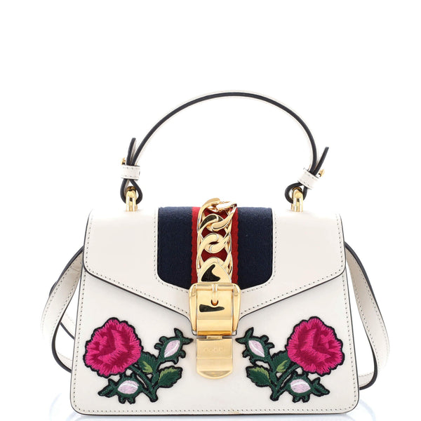 Gucci Sylvie Top Handle Bag Embroidered