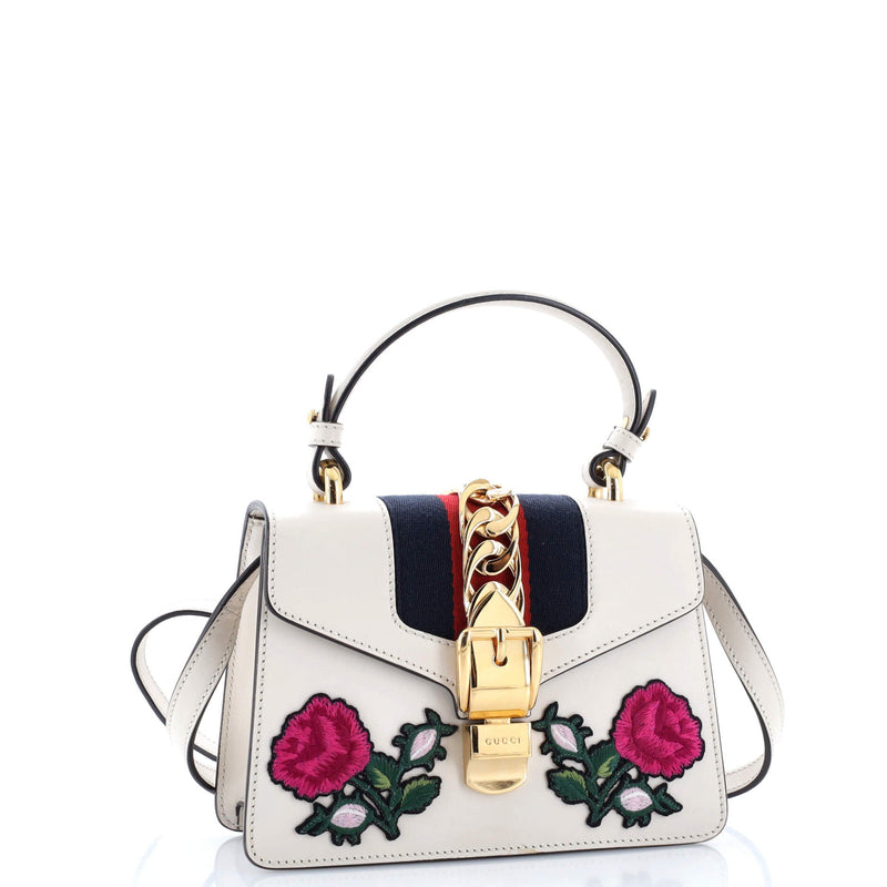 Gucci Sylvie Top Handle Bag Embroidered