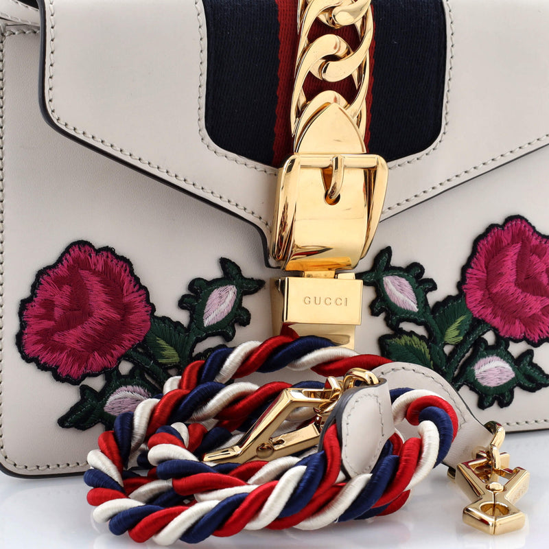 Gucci Sylvie Top Handle Bag Embroidered