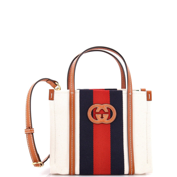 Gucci Interlocking G Web Tote Canvas