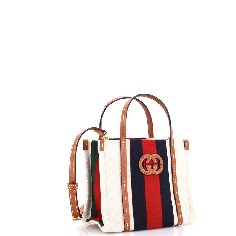 Gucci Interlocking G Web Tote Canvas