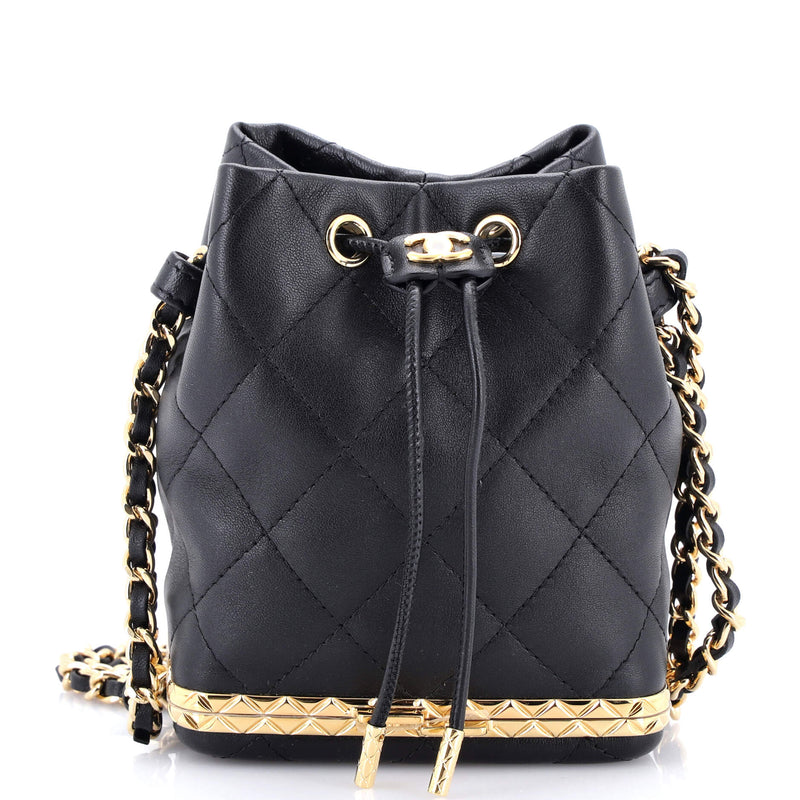 Chanel Lock Frame Bucket Bag With Chain