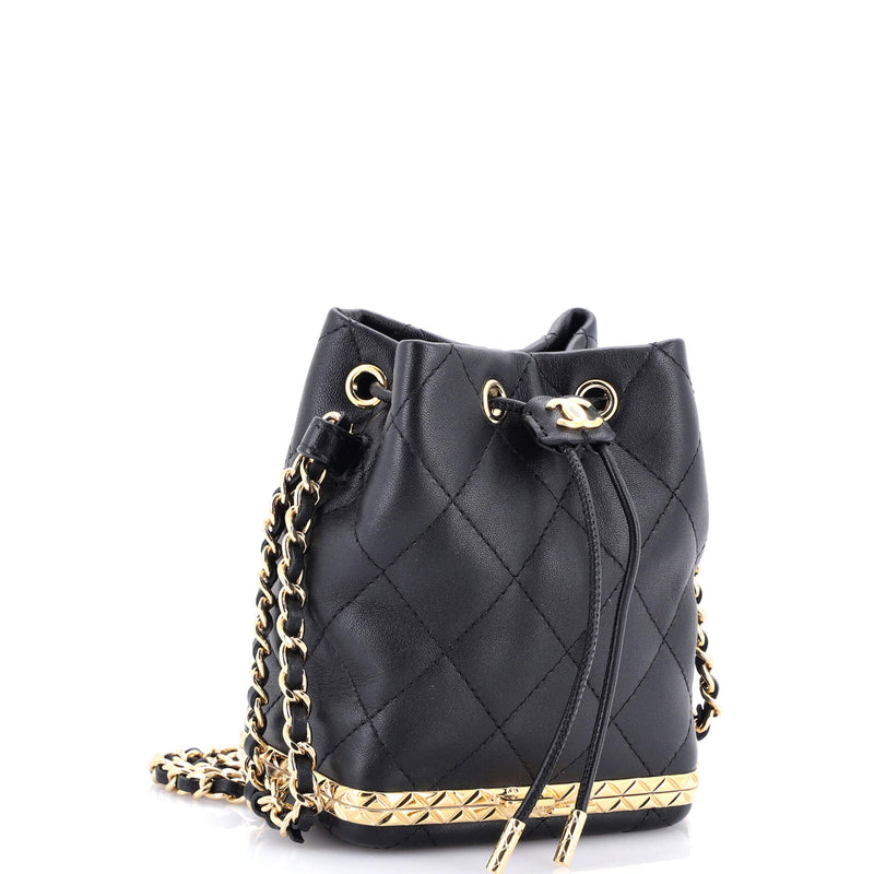Chanel Lock Frame Bucket Bag With Chain