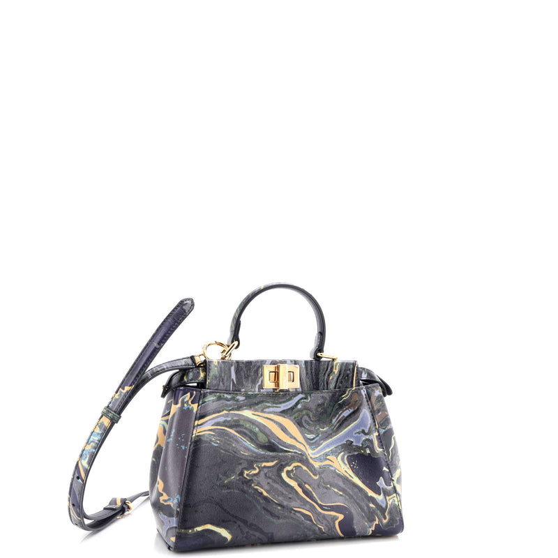 Fendi Peekaboo Bag Marble Print Leather