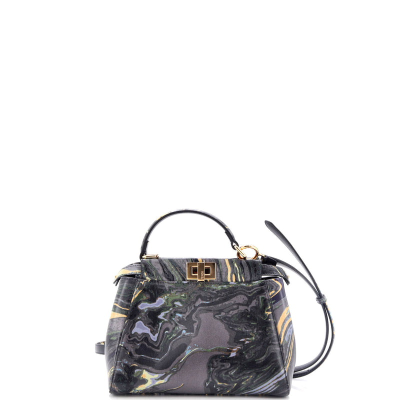 Fendi Peekaboo Bag Marble Print Leather