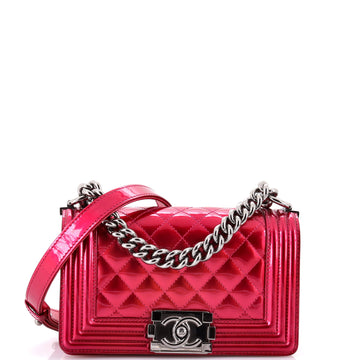 Chanel Boy Flap Bag Quilted Patent Small