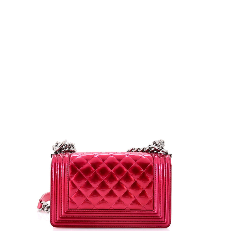 Chanel Boy Flap Bag Quilted Patent Small