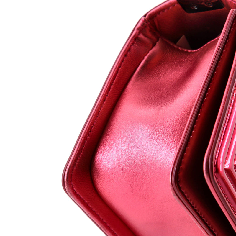 Chanel Boy Flap Bag Quilted Patent Small