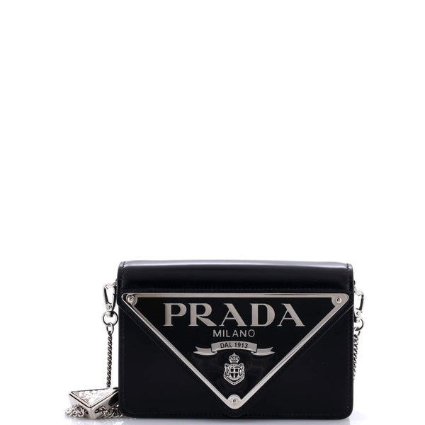Prada Maxi Triangle Logo Chain Flap Bag