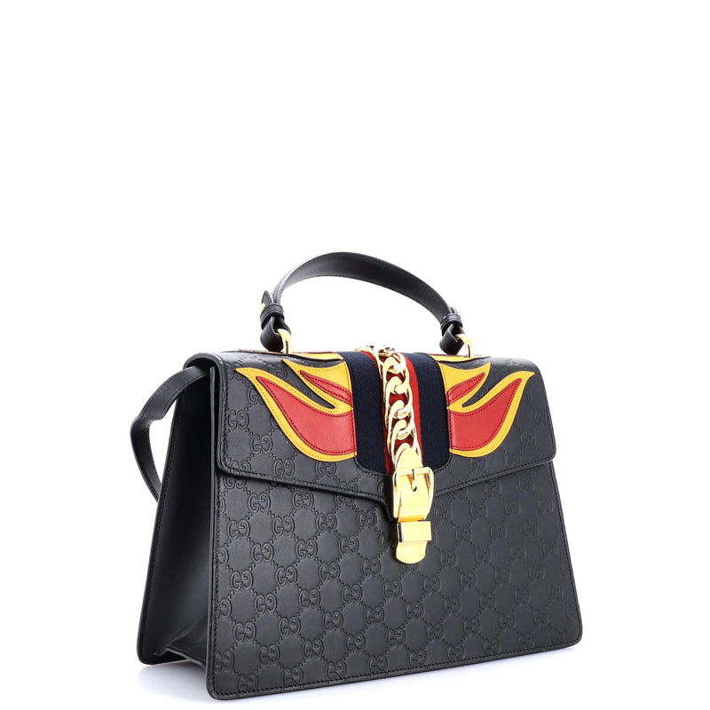 Sylvie Top Handle Bag Guccissima Leather