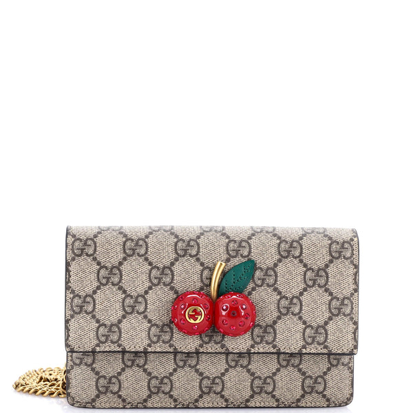Gucci Cherries Wallet On Chain Gg Coated