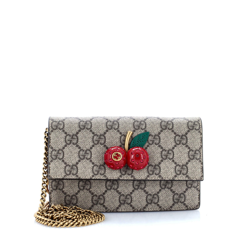 Gucci Cherries Wallet On Chain Gg Coated