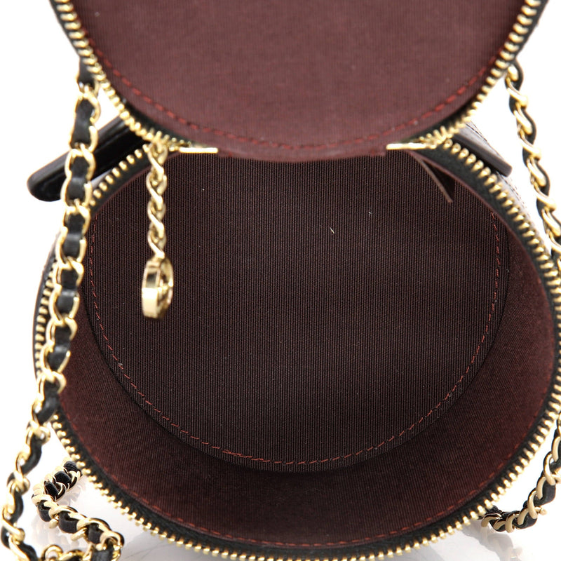Chanel Cc Round Vanity Case With Chain