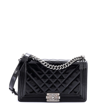 Chanel Boy Flap Bag Chevron Patent New