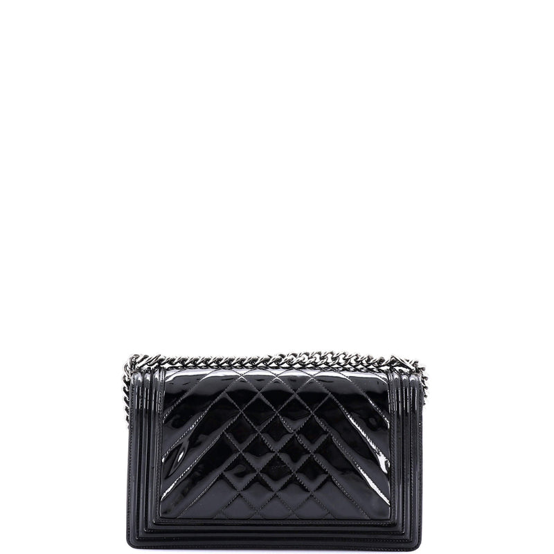 Chanel Boy Flap Bag Chevron Patent New