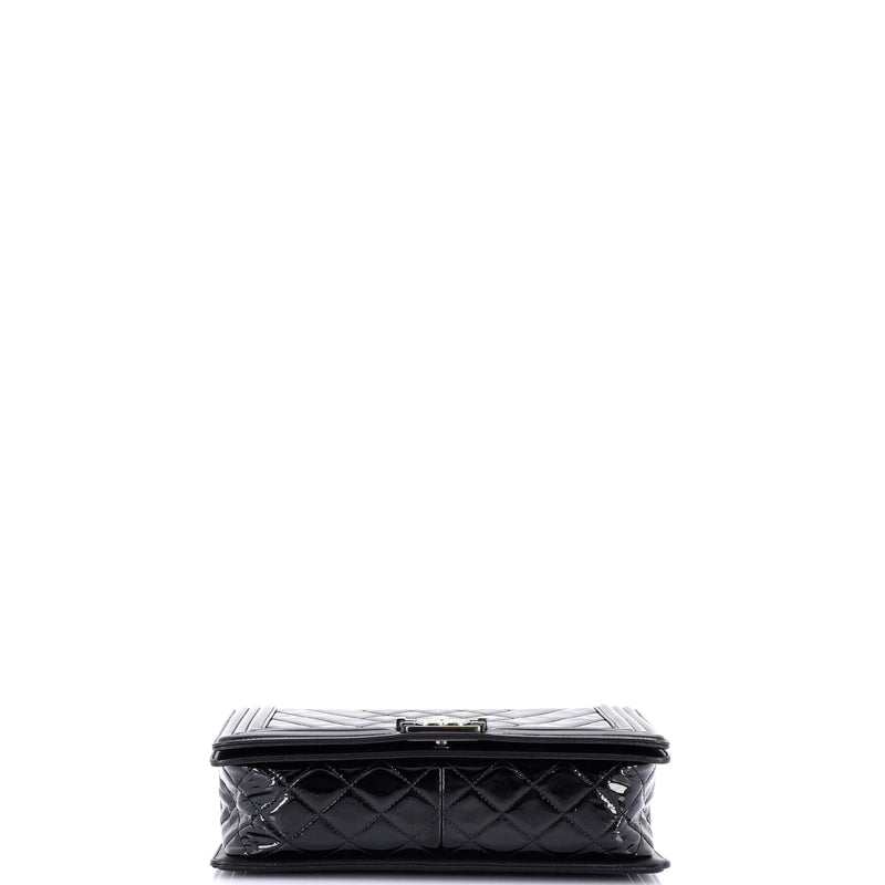 Chanel Boy Flap Bag Chevron Patent New