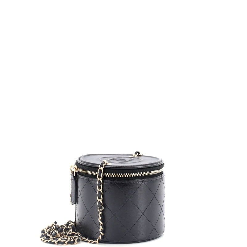 Chanel Cc Round Vanity Case With Chain