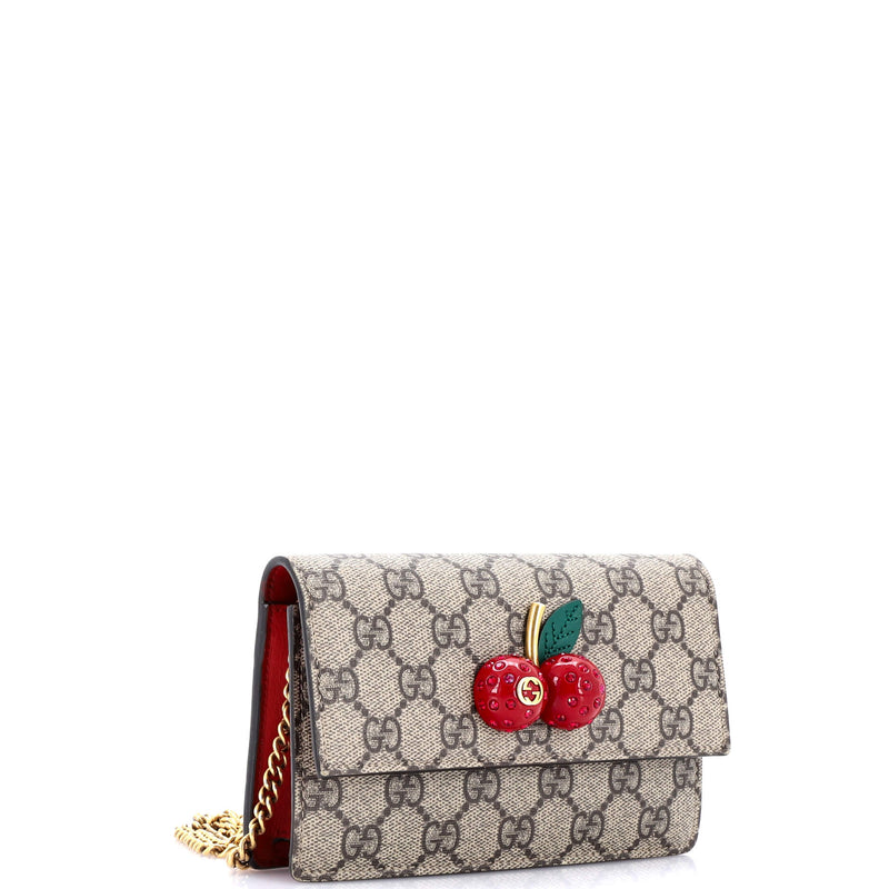Gucci Cherries Wallet On Chain Gg Coated