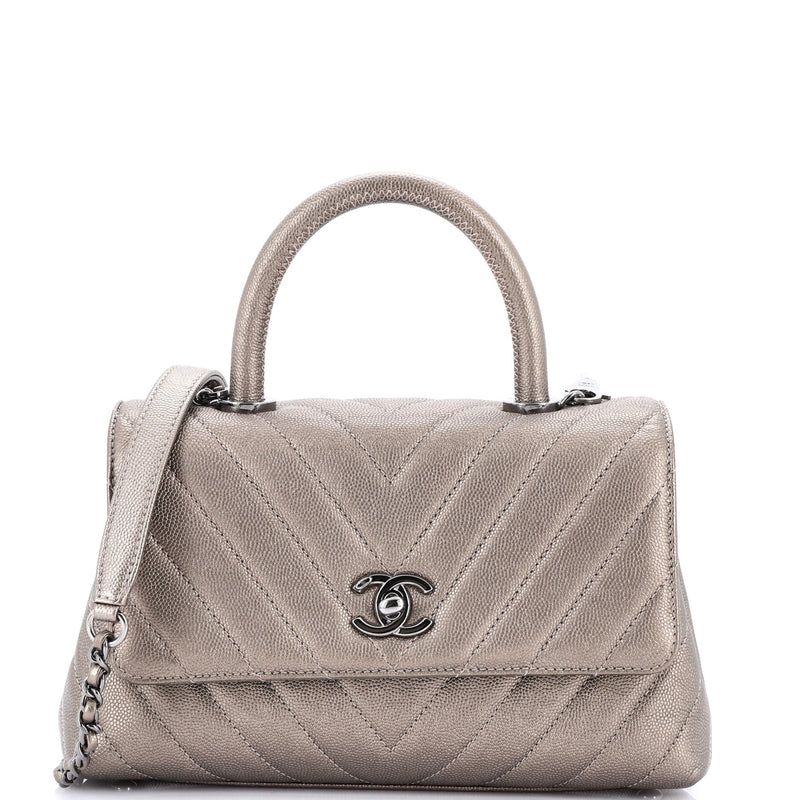 Chanel Coco Top Handle Bag Chevron