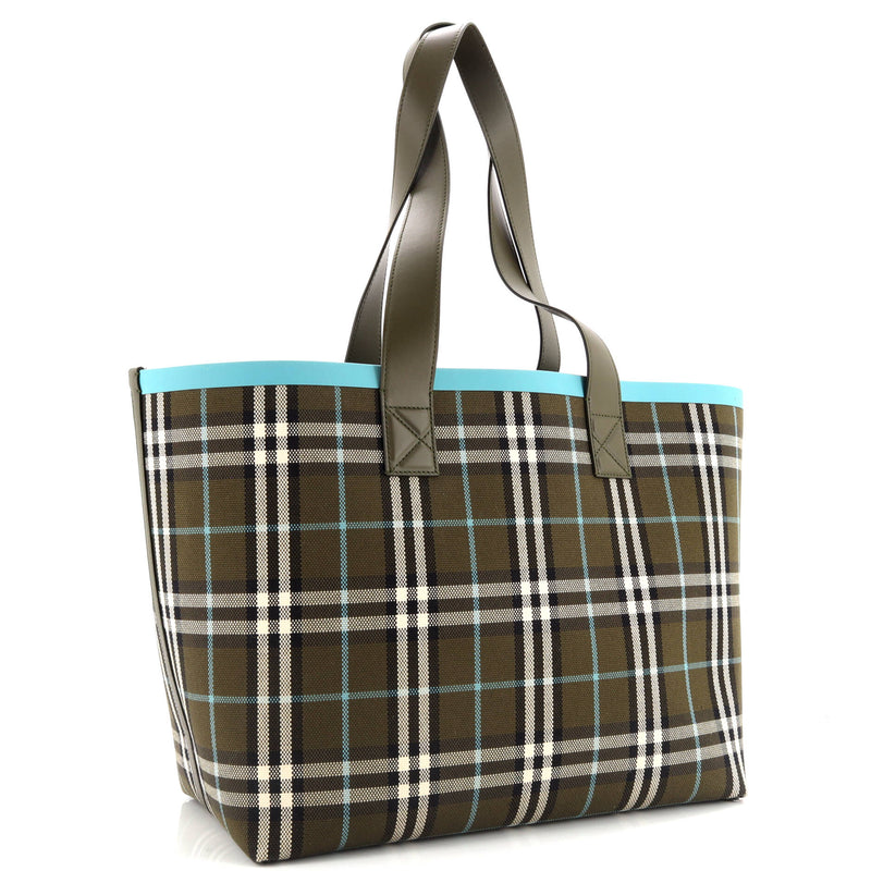 Burberry London Tote Check Canvas Medium