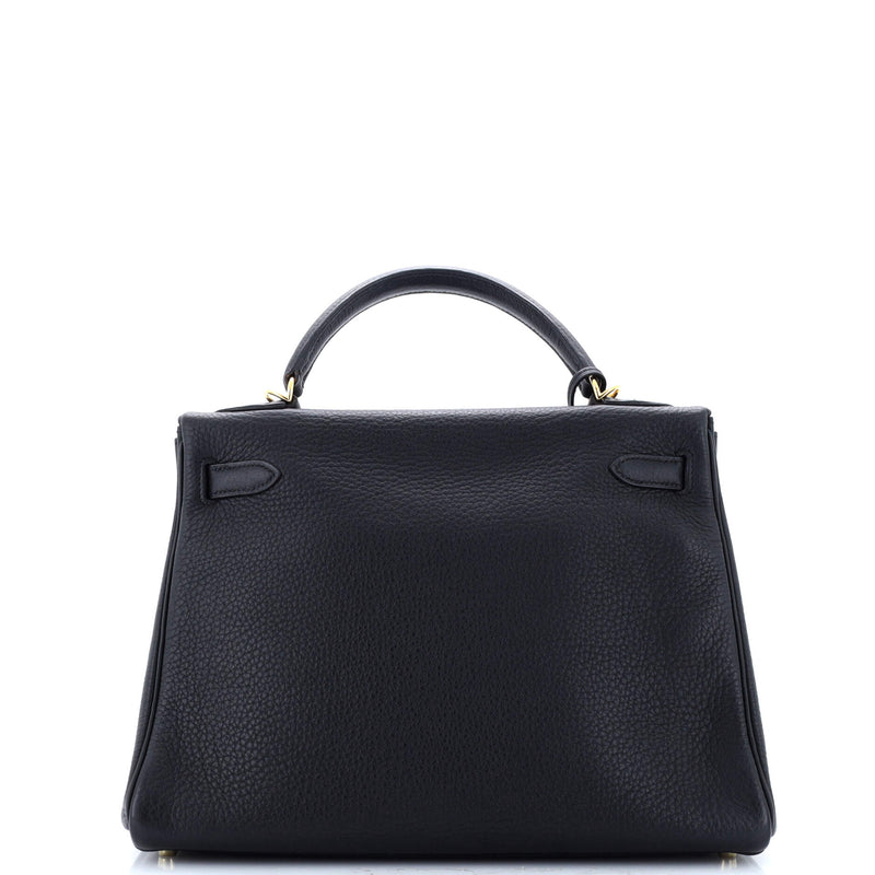Hermes Kelly Handbag Noir Clemence With