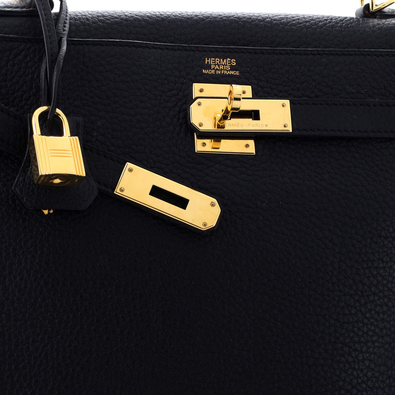 Hermes Kelly Handbag Noir Clemence With