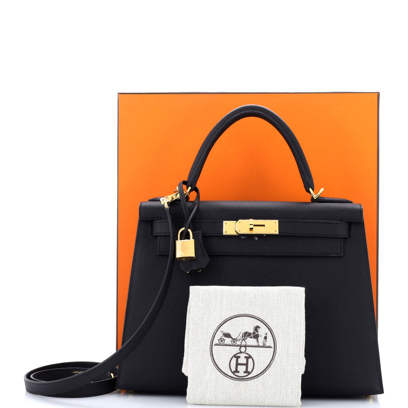 Hermes Kelly Handbag Noir Epsom With