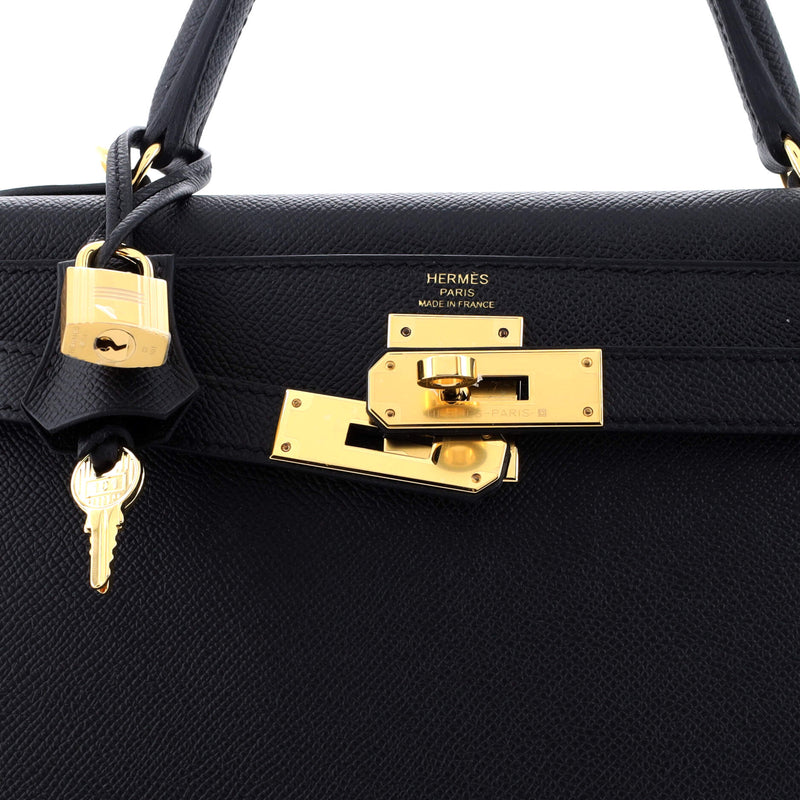 Hermes Kelly Handbag Noir Epsom With