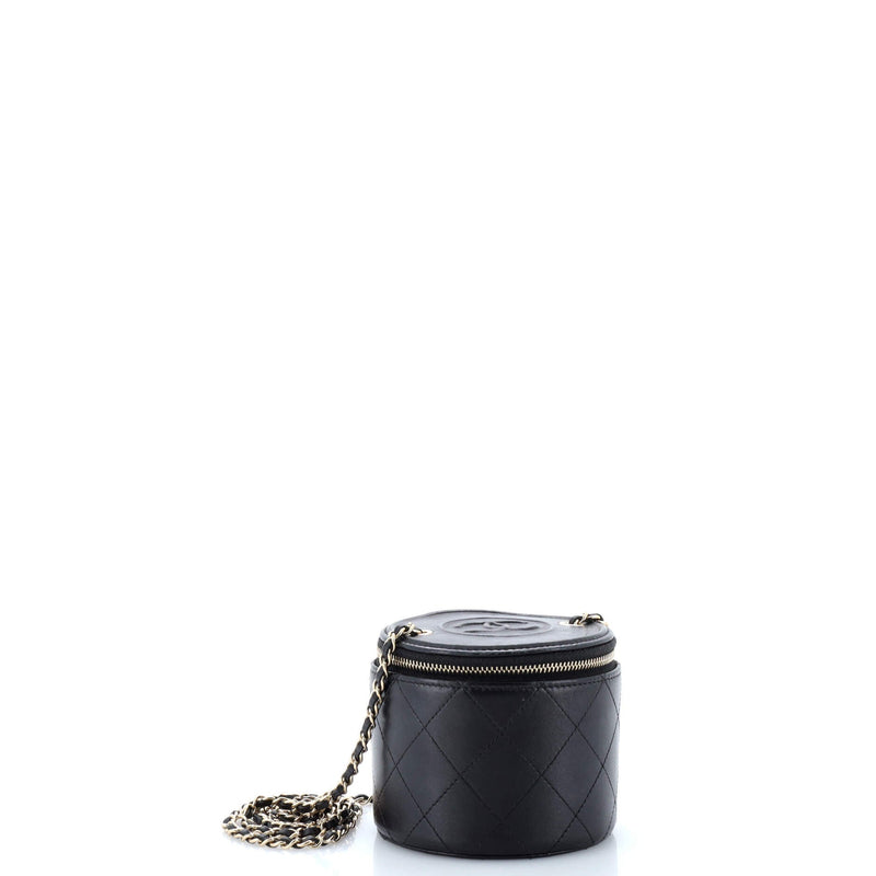 Chanel Cc Round Vanity Case With Chain