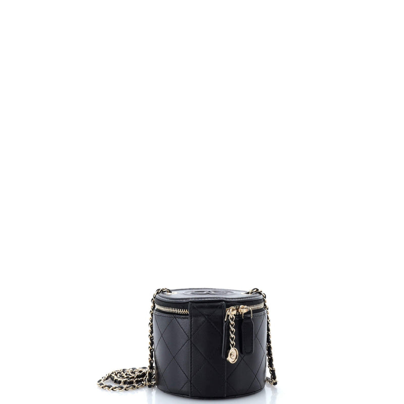 Chanel Cc Round Vanity Case With Chain
