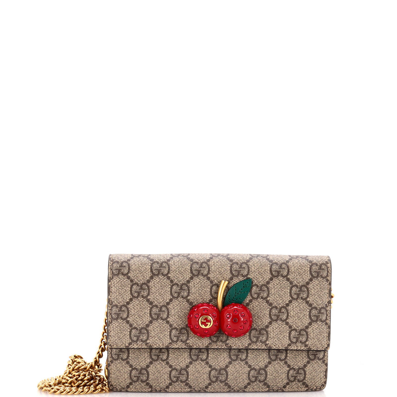 Gucci Cherries Wallet On Chain Gg Coated