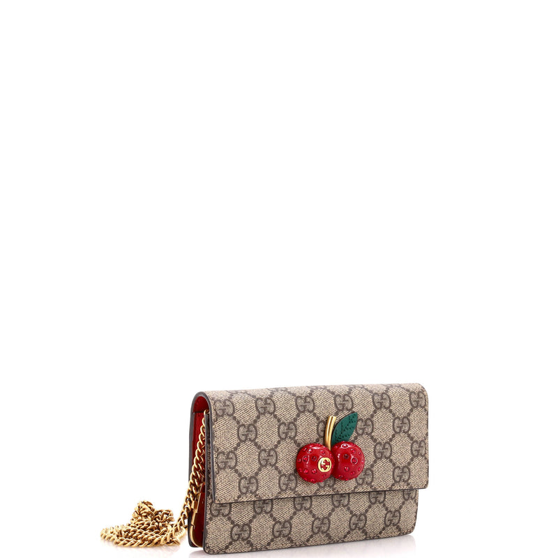 Gucci Cherries Wallet On Chain Gg Coated