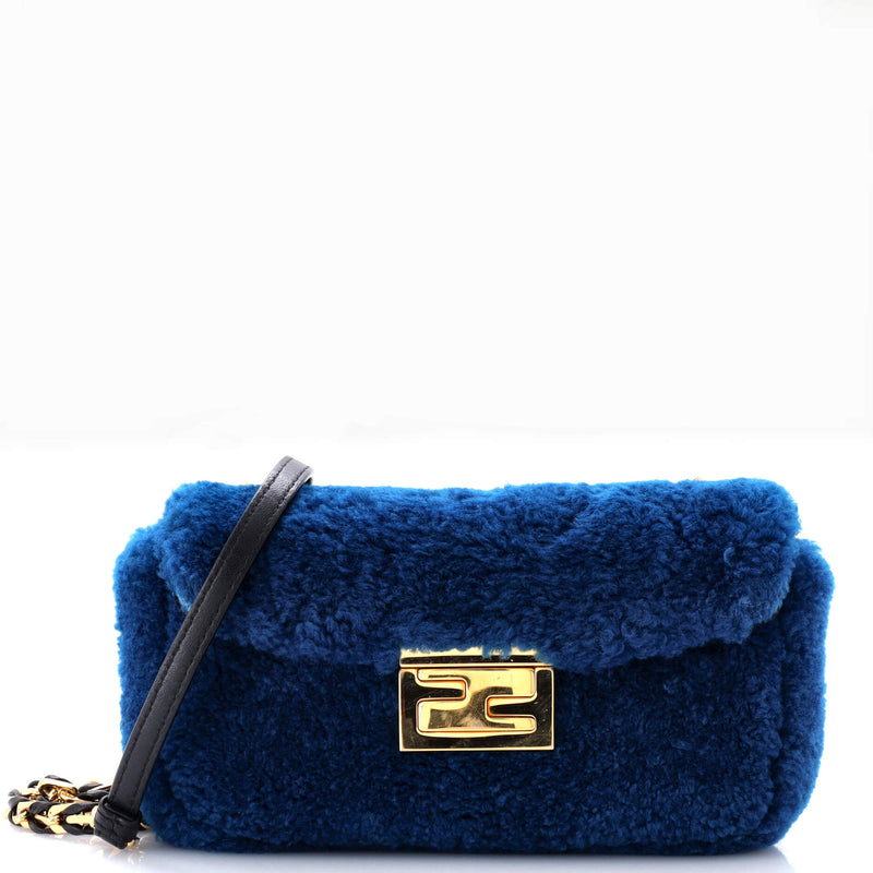 Fendi Be Baguette Flap Bag Shearling